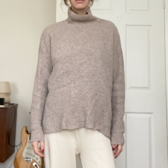 Madewell Wafflestitch Turtleneck Sweater Taupe - Picture 4 of 5